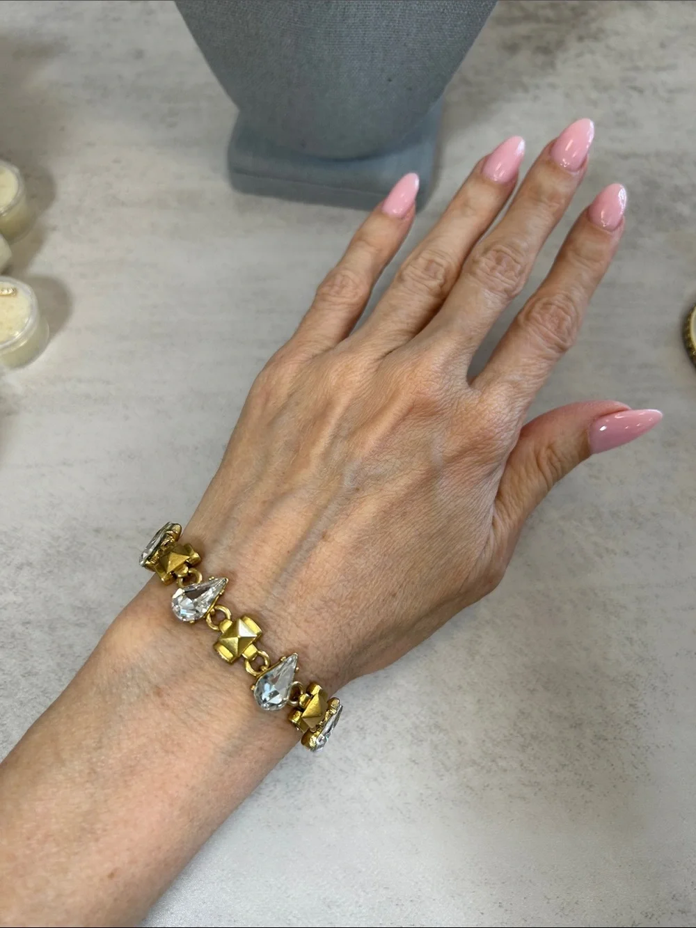 J. Crew Gold-Tone Bracelet with Clear Teardrop Crystals